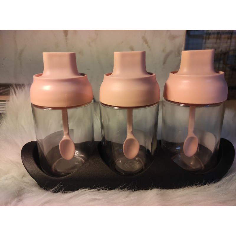Hủ gia vị bằng thủy tinh cao cấp kèm muỗng thìa tiện lợi cho nhà bếp