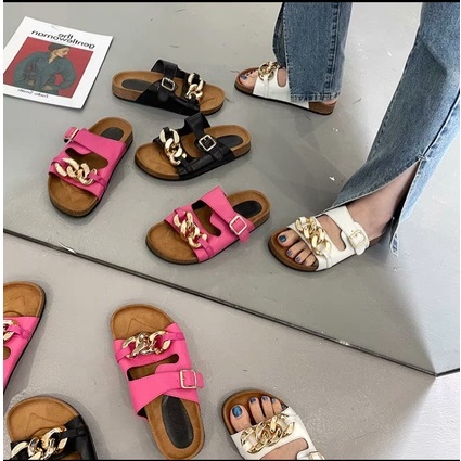 Dép sandal quai ngang, sandal da