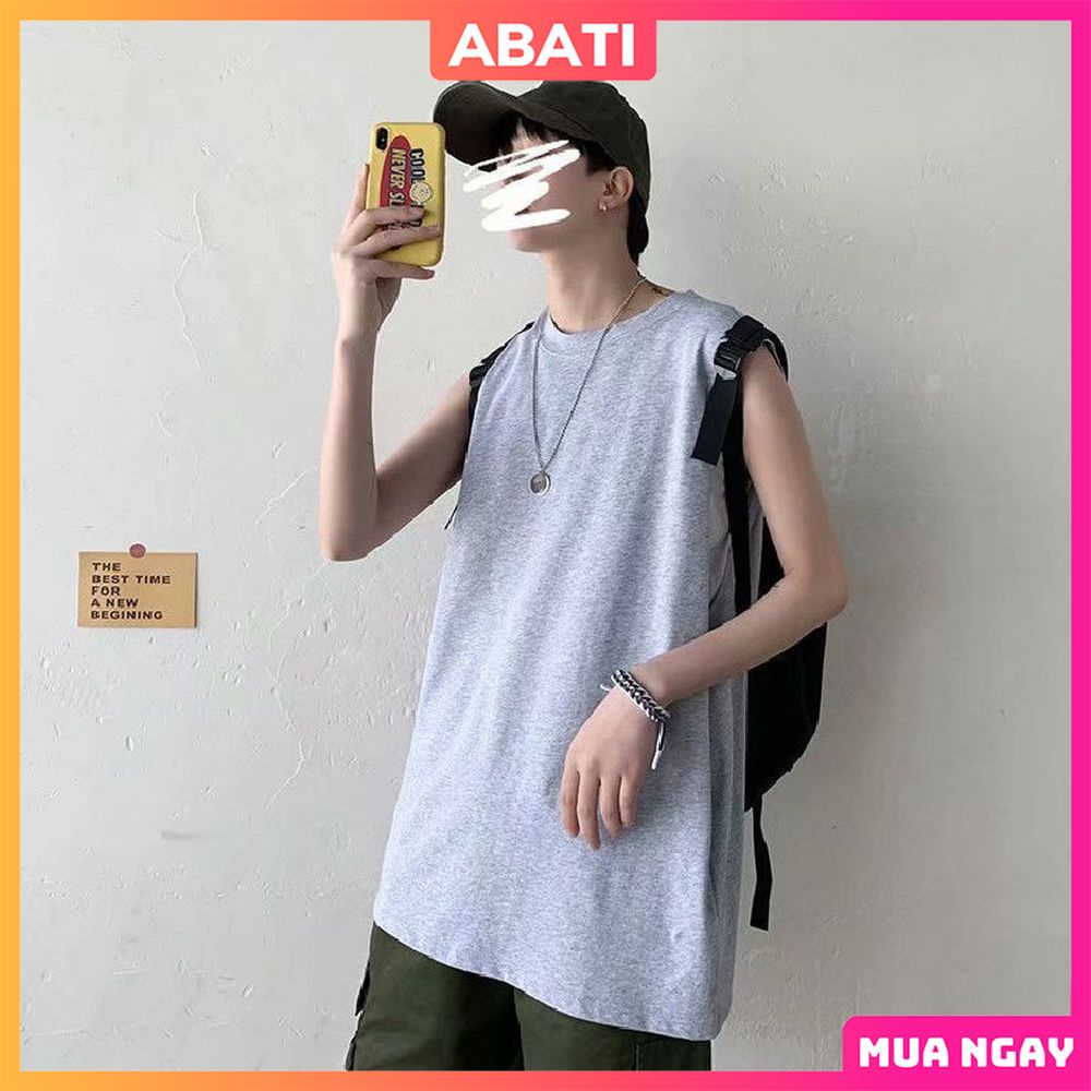 Áo thun ba lỗ nam nữ sát nách form rộng unisex big size thoáng mát cao cấp ABATI Áo tank top nam nữ form rộng 3 màu