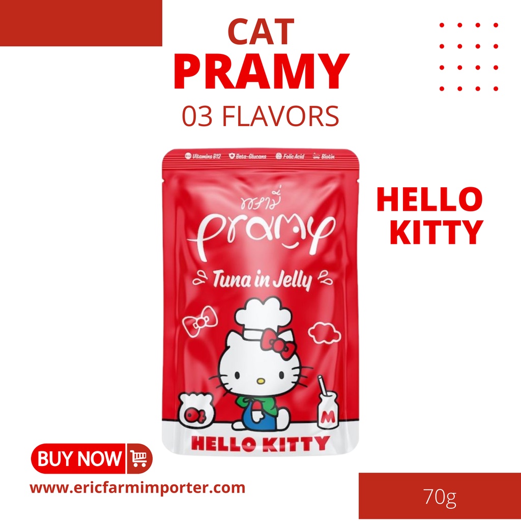 Pate Hello Kitty Pramy ThaiLand 70g 🐶 FREE SHIP 🐶 Thức Ăn Nhập Khẩu Cho Mèo