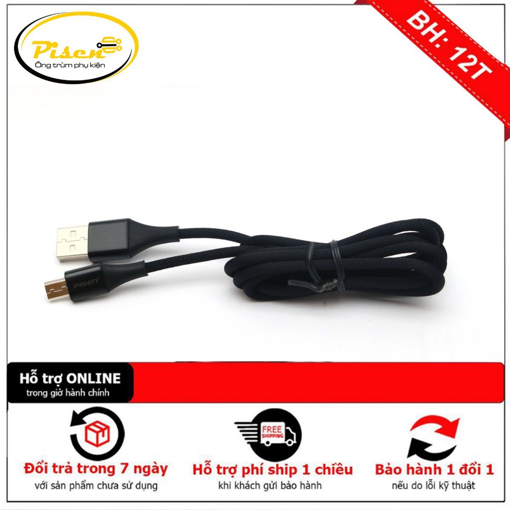 🔰 [ FREE SHIP ] Cáp Pisen Micro USB 2.4A 1200mm - Hàng chính hãng ✅