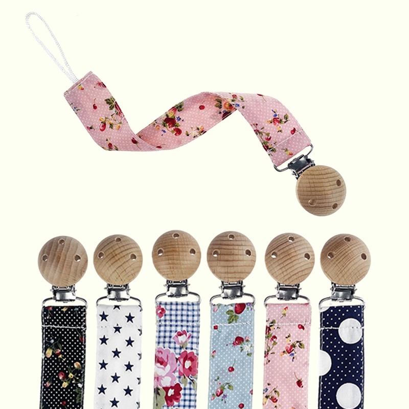 Giá Đỡ Núm Vú Giả Bằng Vải Cotton Mềm In Họa Tiết Dây Xích Kẹp DIY Cho Bé Sơ
