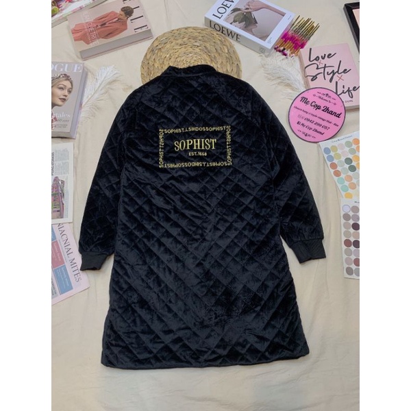 Áo phao nhung dáng dài, phao nhung đại hàn