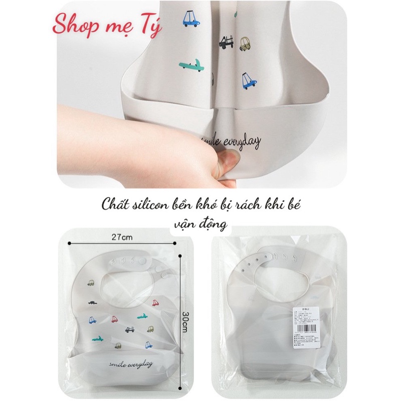 Yếm cho bé Muslin Tree, yếm ăn dặm silicon, yếm ăn dặm cho bé, yếm ăn dặm có máng Silicon dẻo