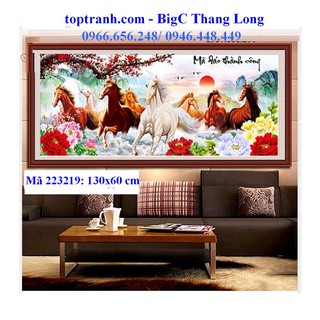 Tranh thêu 3D mã đáo thành công 223219 , tranh thêu 8 con ngựa