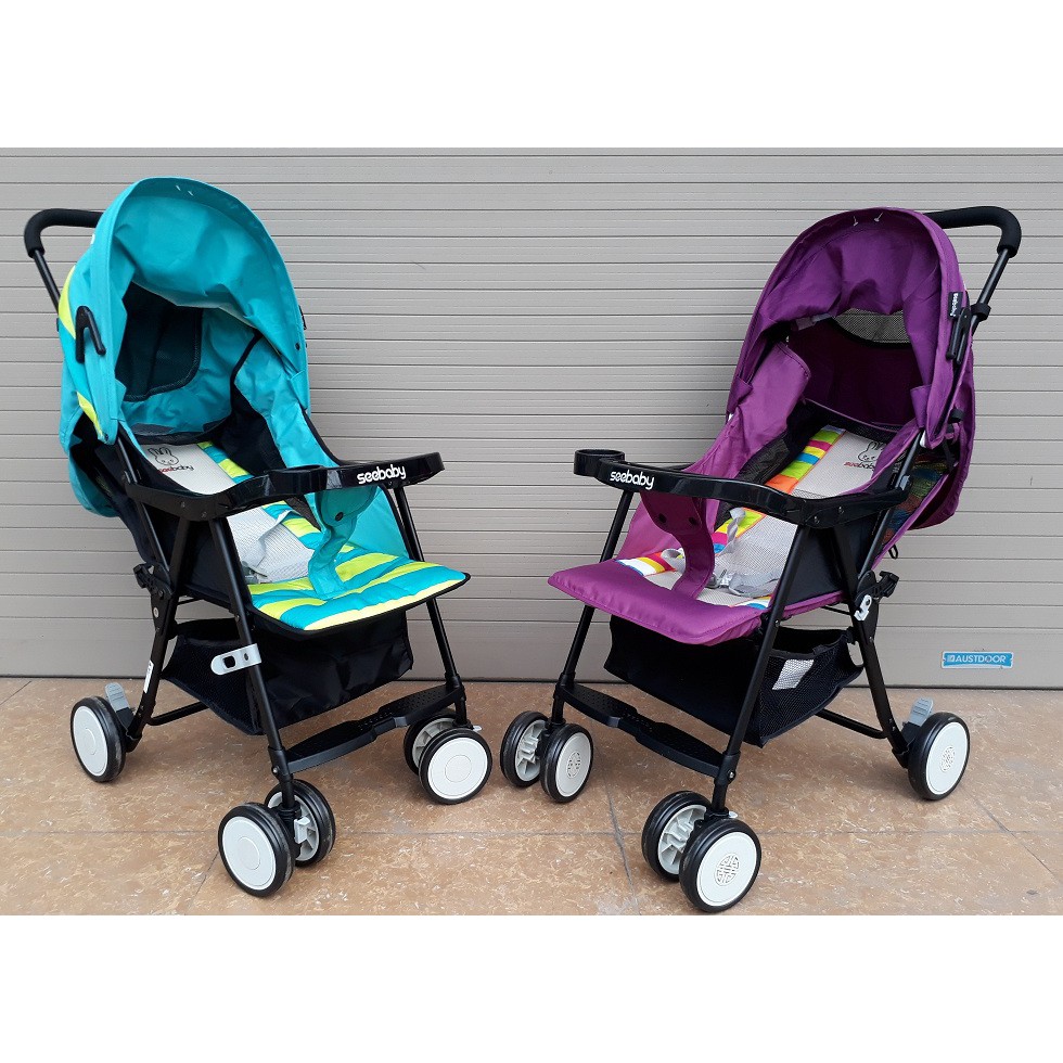 Xe đẩy Cao cấp Seebaby QQ3 (Có phanh hãm, mái che, giỏ để đồ)
