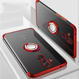 For Huawei Mate 20 Lite Ring Stand Soft Plating Clear Cover