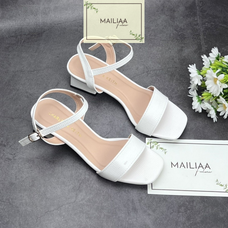 Sandal nữ cao gót, giày cao gót nữ, sandal nữ gót vuông 3 phân MAILIAA  mã 002 quai ngang da rắn mềm dễ đi