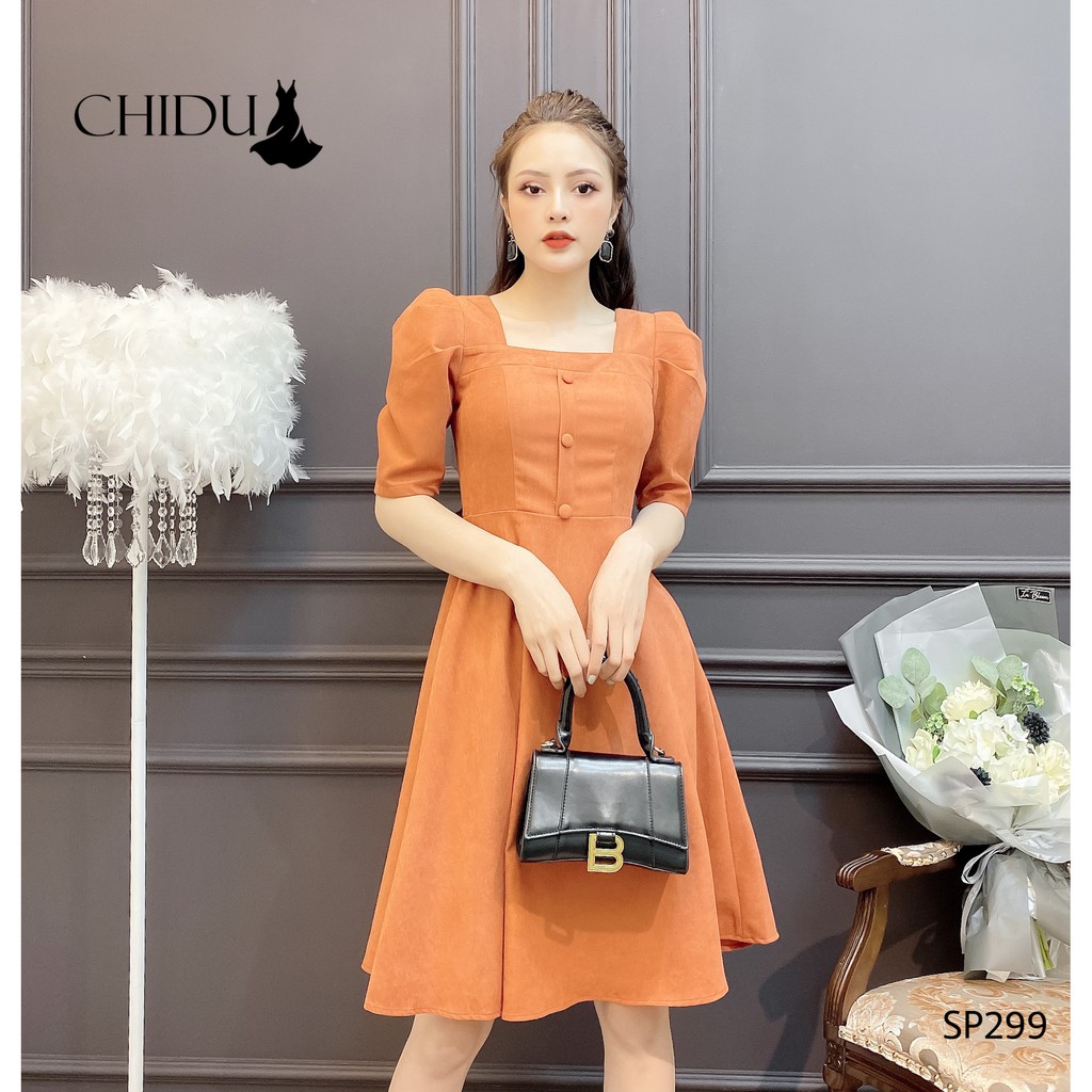 CHIDU váy công sở cổ vuông tay lỡ- SP299 | BigBuy360 - bigbuy360.vn