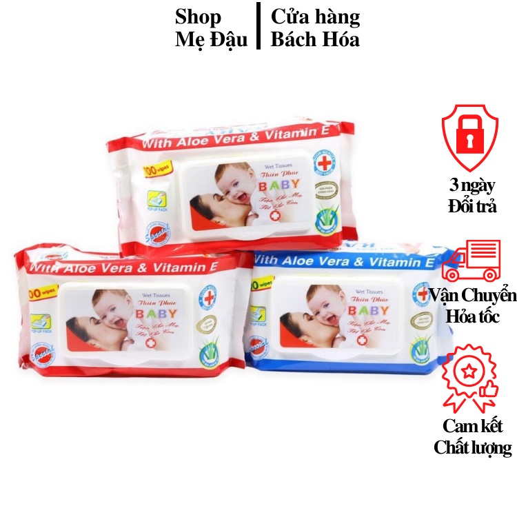 SALE Khăn Ướt Baby Thiên Phúc, Giấy Ướt Túi 100 Tờ Không Mùi Chính Hãng