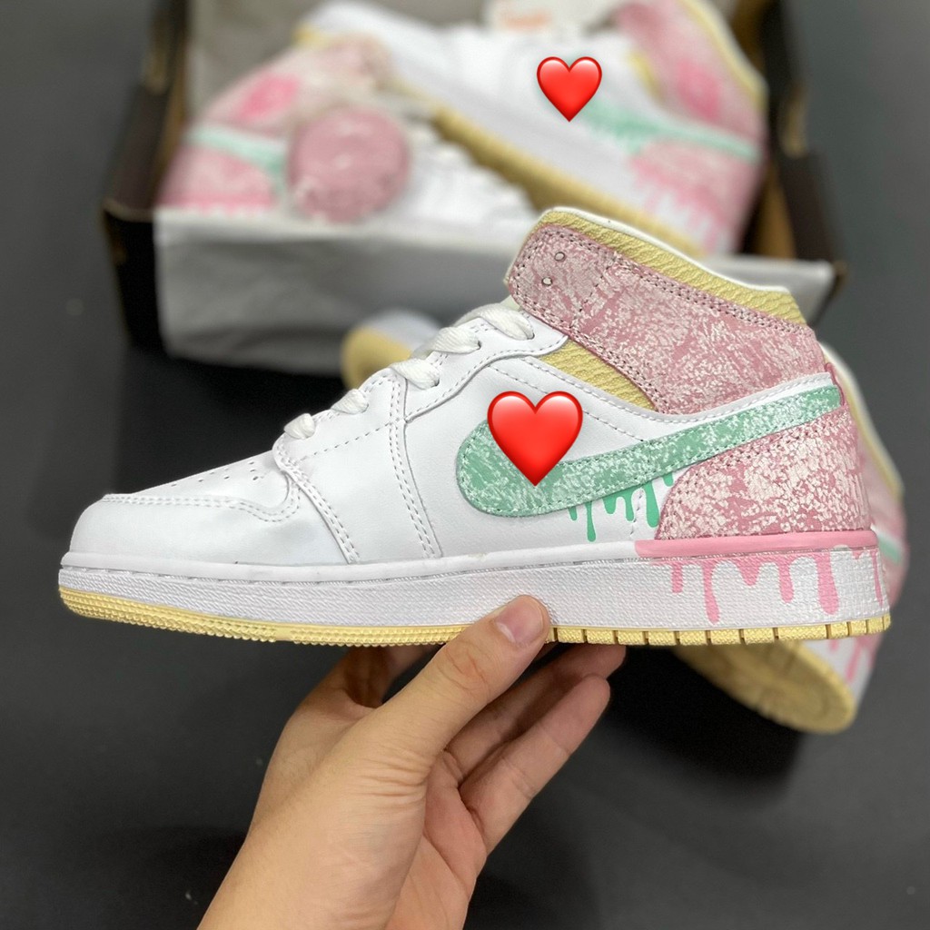 Giày Sneaker Jd High Ice Cream Kem Chảy Giày Thể Thao Nam Nữ Cao Cổ Full Phụ Kiện