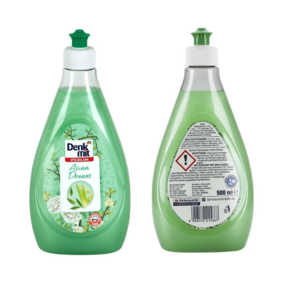 Nước rửa chén bát DENKMIT 500ml - Chiết xuất thiên nhiên. An toàn cho da tay [Hàng Đức]