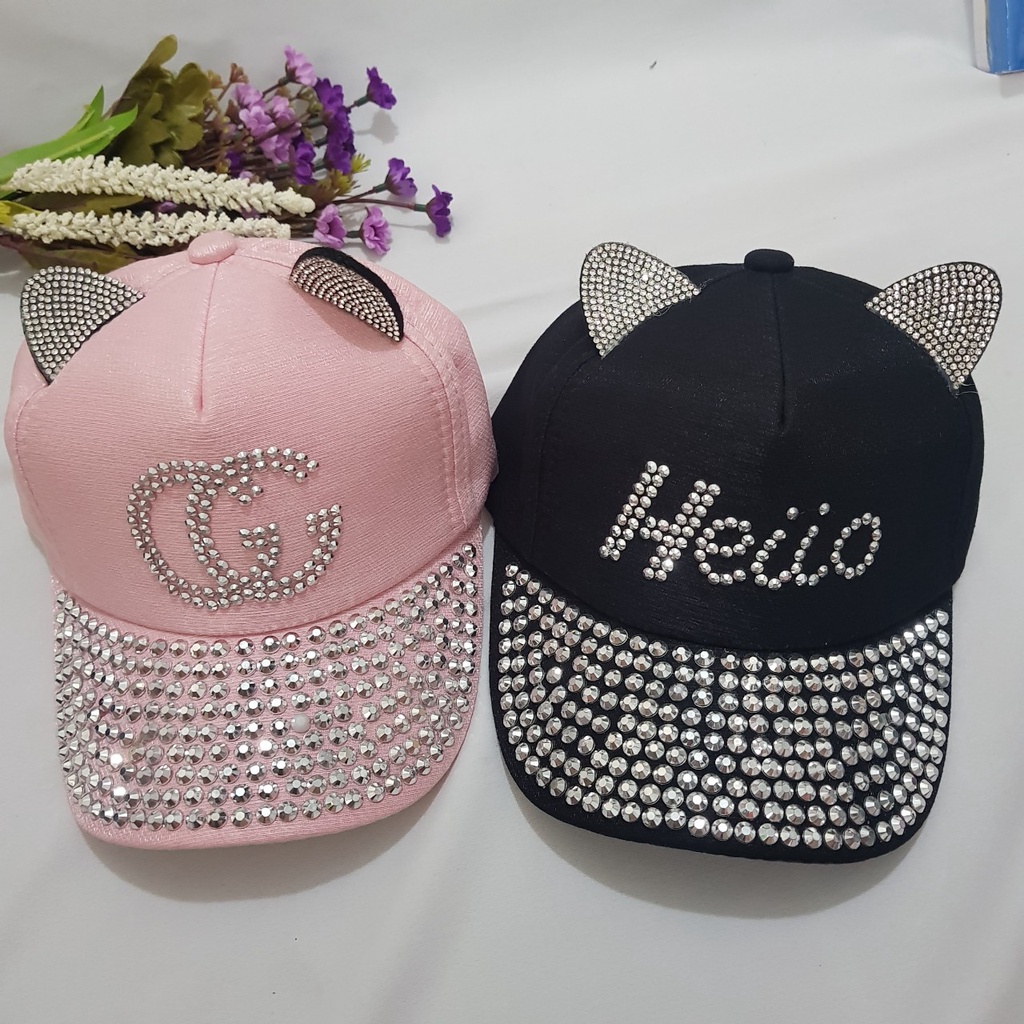 Mũ lưỡi trai đính đá bé gái