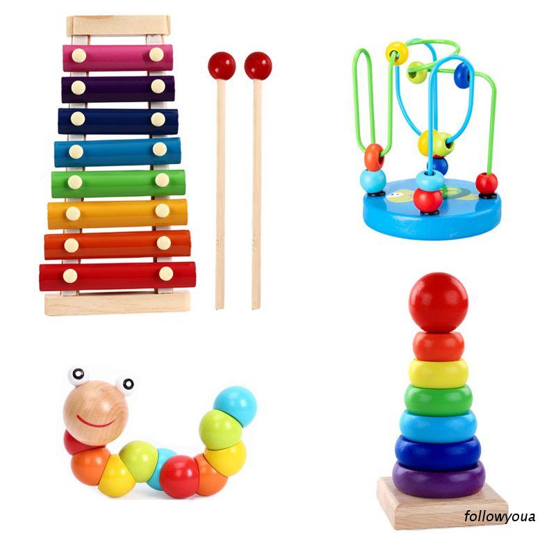 Đồ chơi trẻ em xếp hình bằng gỗ nhiều màu sắc giáo dục sớm cho bé