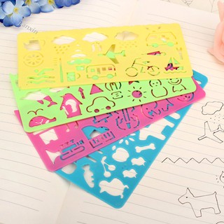 COD-4Pcs Template Image Ruler DIY Paper Card Craft Painting Stencil Drawing Tool