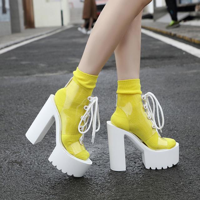 Giày Bốt Cao Gót 14cm Đế Dày 15cm Thời Trang Xuân Thu Mới 2022