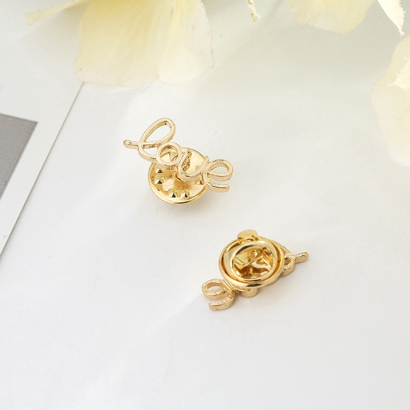 1 Piece Gold Color Alloy Love Letter Coffee Beans Machine Feather Pin Brooches