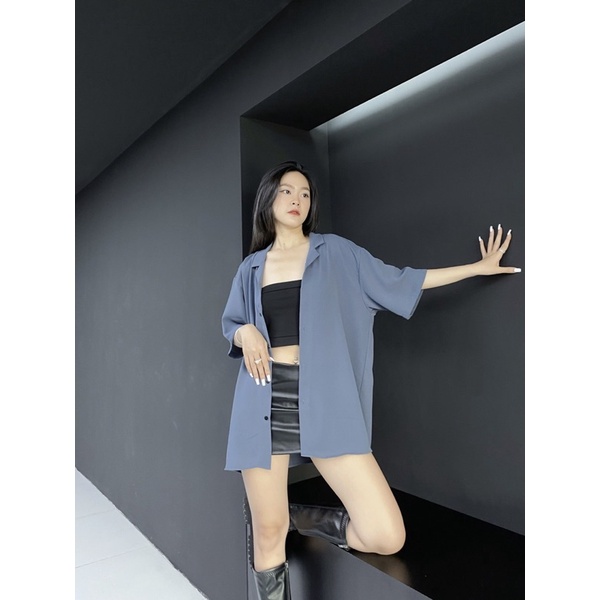 SƠ MI  ANTIDOOR CAO CẤP 100% COTTON OVERSIZE - MÀU TRẮNG - ĐEN - XANH - HÌNH THẬT SHOP CHỤP