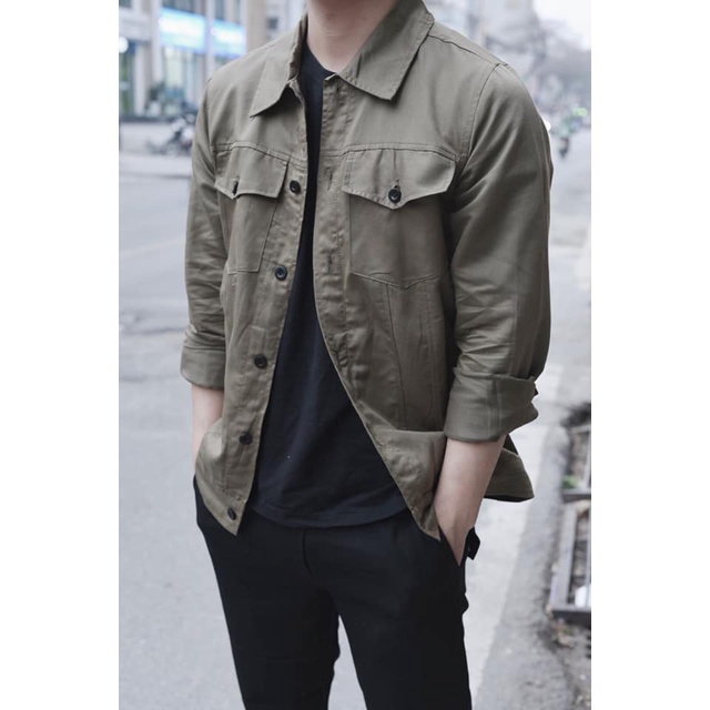 Áo khoác kaki màu sắc tối giản chất đẹp
