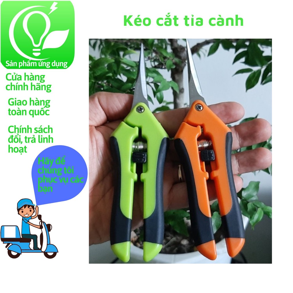 Kéo cắt tỉa cành có nút khoá mở mui nhọn, màu ngẫu nhiên rất êm tay