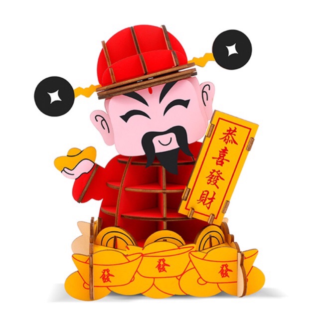 tự ráp Mô hình 3d Gỗ,Ông thần may mắn, đồ chơi lắp ráp