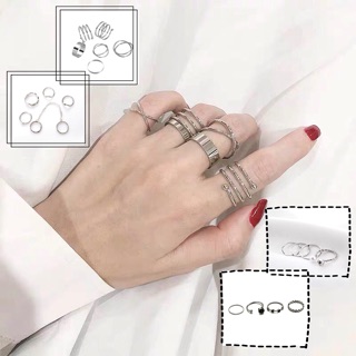 (Rings) Nhẫn Thiết Kế Theo Set Màu Bạc Nổi Bật Xinh Xắn