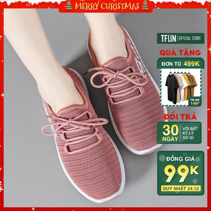 Giày thể thao nữ TFUN mã "KC-SPQ", giày vải sneaker chất liệu vải thoáng khí đế cao tone dáng phong cách cá tính cao cấp | WebRaoVat - webraovat.net.vn