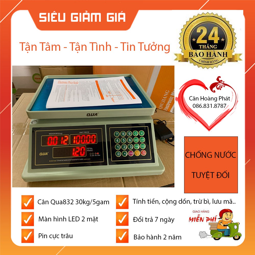 [ RẺ VÔ ĐỊCH❤️❤️❤️ ] CÂN TÍNH TIỀN 30kg/5gam CHỐNG NƯỚC - QUA 832 ĐÀI LOAN - CÂN ĐIỆN TỬ CAO CẤP - BH 2 NĂM