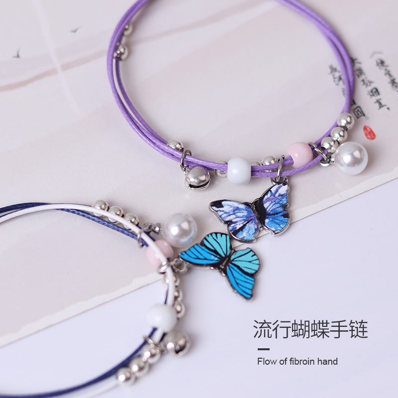Vòng tay dây bện bươm bướm kim loại có chuông cho couple