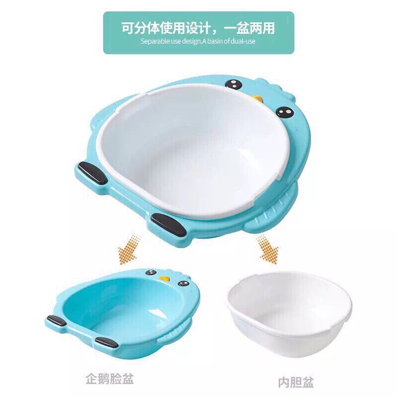 [CHÍNH HÃNG]Chậu Rửa Mặt Cho Bé 2in1 Hình Chim Cánh Cụt