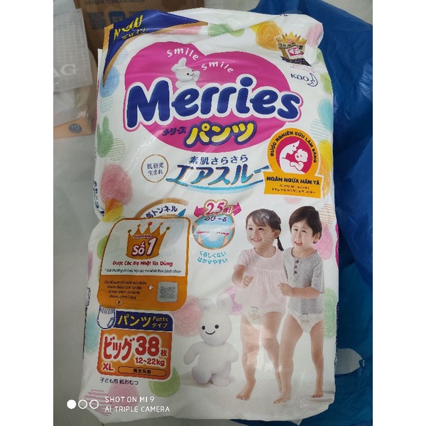 Tã quần Merries size XL 38 miếng
