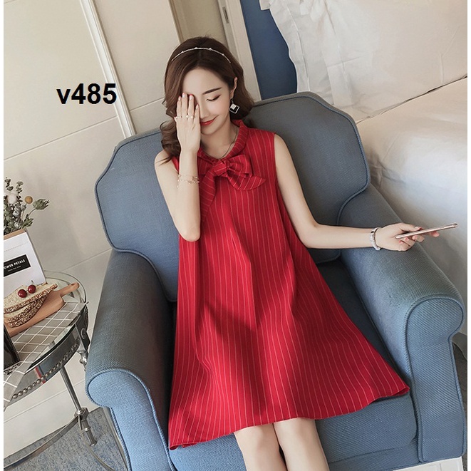 Đầm bầu đỏ mặc Tết, đi làm hàng thiết kế V485