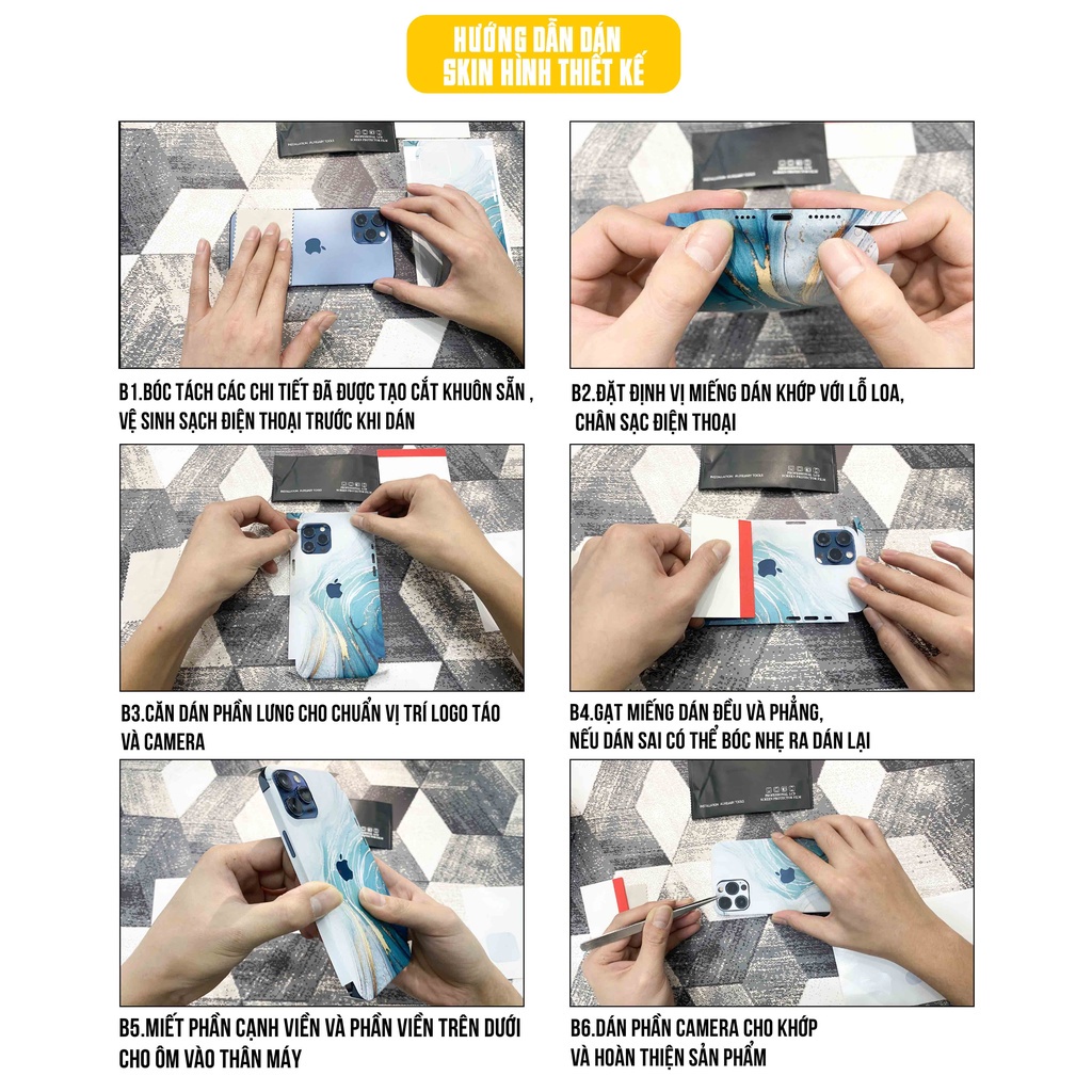 Miếng Dán Skin Sử Dụng Cho Mọi Dòng IPhone Họa Tiết 3D |SK_IPHT08| Chất Liệu 3M Chính Hãng, Khuôn Cắt CNC, Chống Xước