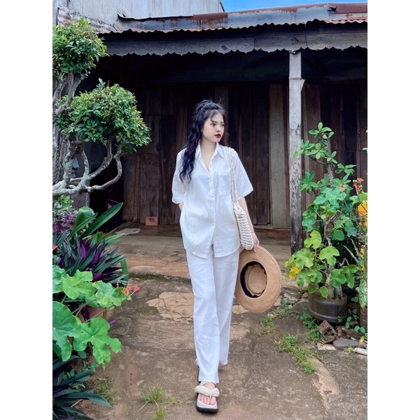 Set Áo Sơ mi Quần Xuông có túi đủ màu xinh xắn