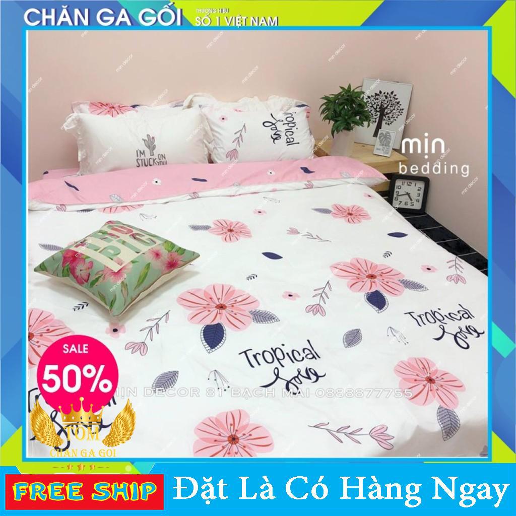 Set Chăn Ga Gối Poly Cotton Hoa Đào (Kèm Ảnh Thật)