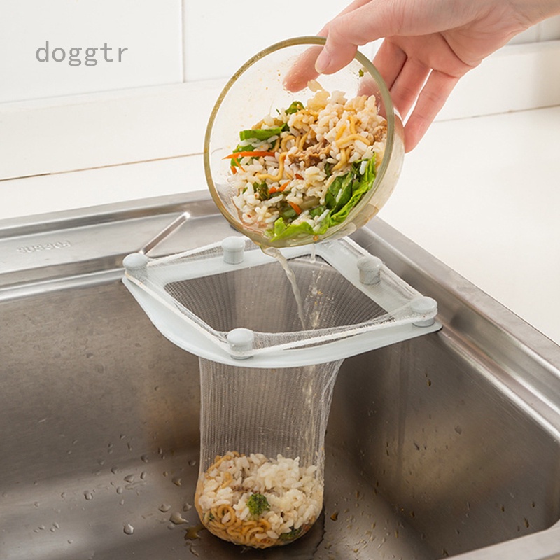 Rổ lưới lọc rau củ quả hình tam giác có giá đỡ tiện dụng cho bồn rửa nhà bếp