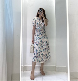 [Ảnh thật] Váy hoa dáng kimono (2 màu)