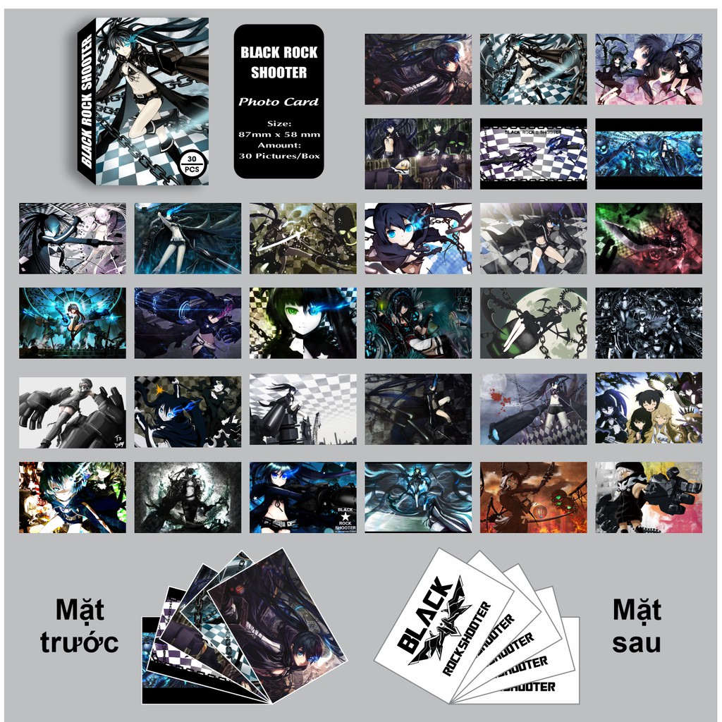 Hộp 30 Tấm Hình Anime Black Rock Shooter - Burakku Rokku Shuta - Cuộc Chiến Sinh Tử By AnimeX