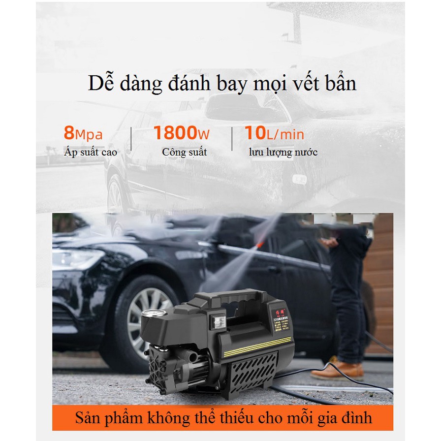 Máy rửa xe mini gia đình❤️FREESHIP❤️máy rửa xe cao áp công suất mạnh 2600W có thể chỉnh áp,bộ máy xịt tưới cây