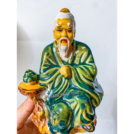 ÔNG LÃO UỐNG TRÀ GỐM SỨ TRANG TRÍ NON BỘ TIỂU CẢNH CAO 13CM