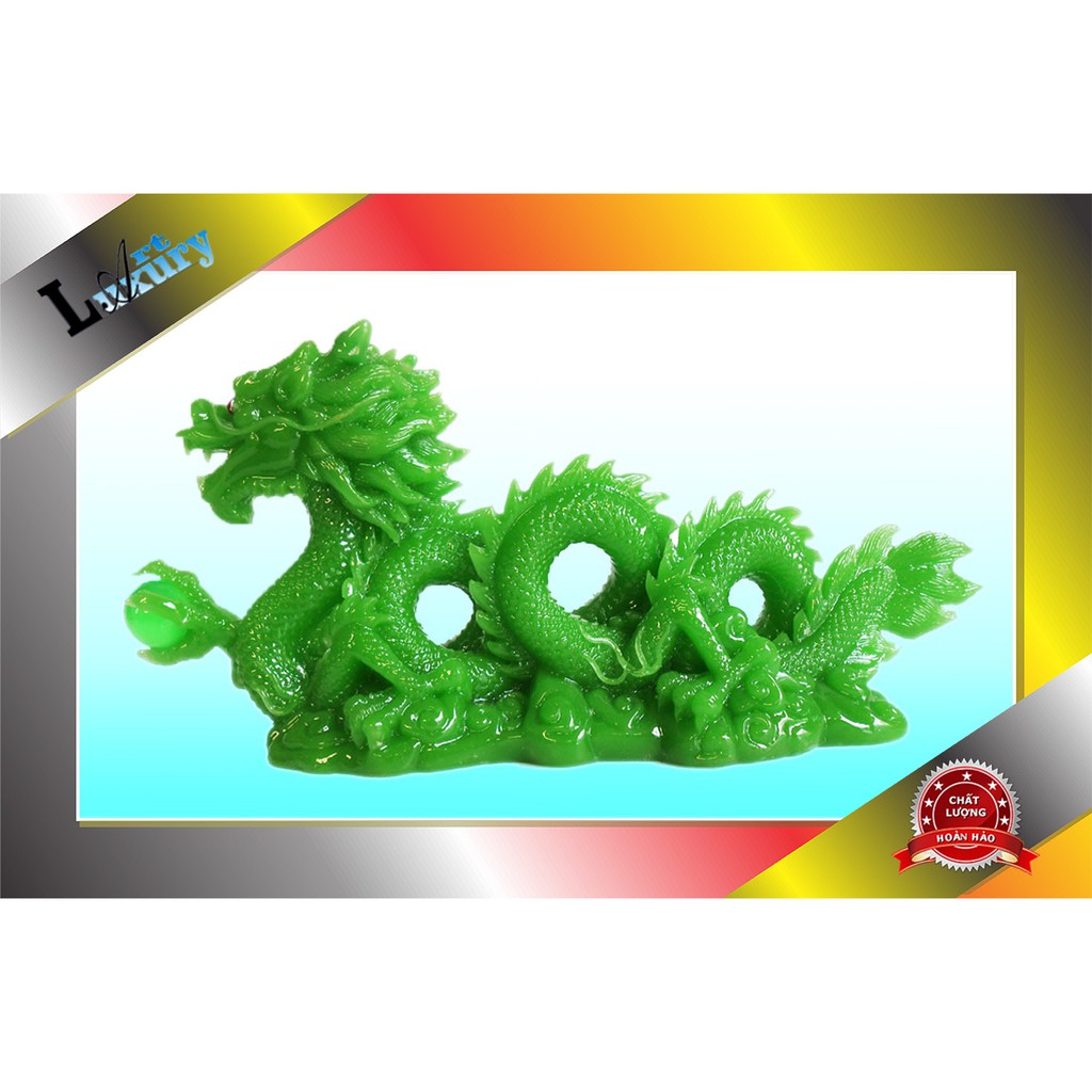 Tượng Rồng xanh ngọc 24cm để bàn cao cấp, Tượng Rồng phong thủy mang may mắn thành công TPTR1005 - Luxury Art
