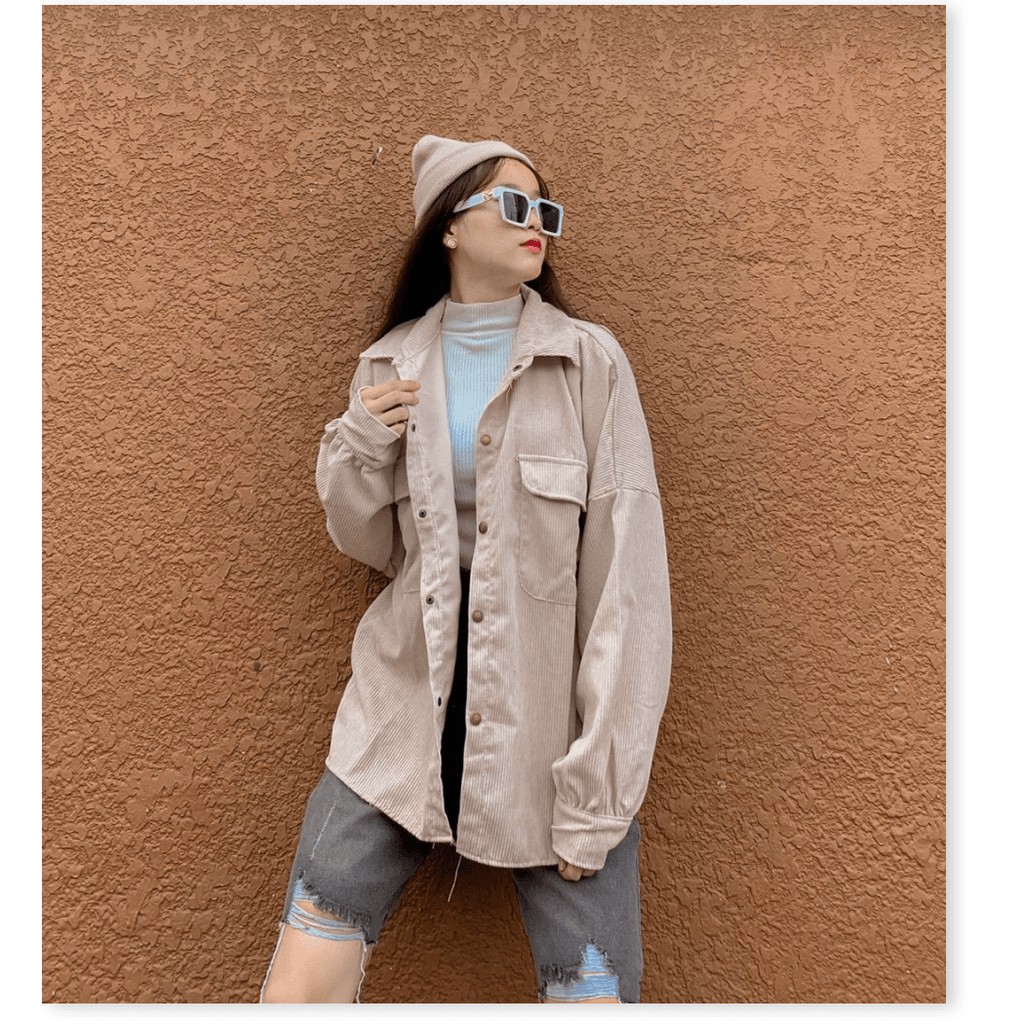 ÁO KHOAC  NỮ CHẤT LIỆU KAKI NHUNG  PHONG CÁCH KIỂU SƠ MI THỜI TRANG