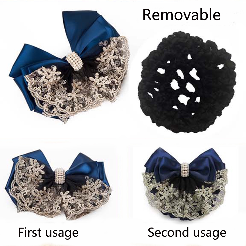 Lưới Búi Tóc Phối Nơ Và Đính Ngọc Trai Thời Trang Cho Nữ