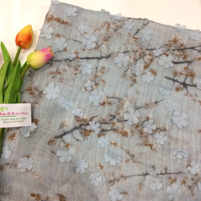 V189🌈 VẢI ORGANZA 3D CAO CẤP HOẠ TIẾT NHẬT BẢN MAY ĐỒ CHO DOLL, OBITSU, DIY, HANDMADE, QUILTING, SCRUNCHIES, DECOR..