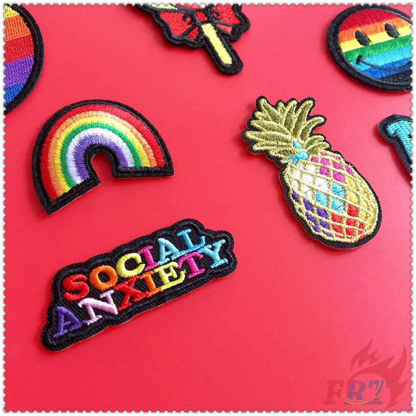 Miếng ủi thêu trang trí quần áo hình cầu vồng xinh xắn