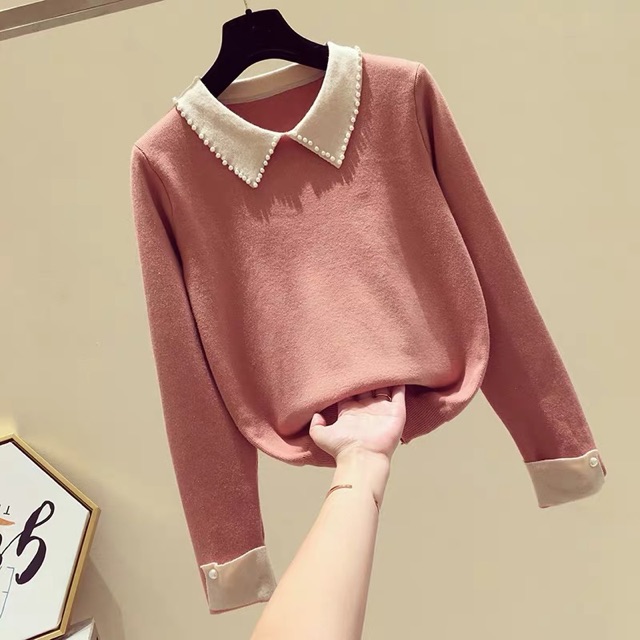 BÁN SỈ ÁO LEN PHỐI CỔ ĐINH HẠT CHO NỮ | BigBuy360 - bigbuy360.vn