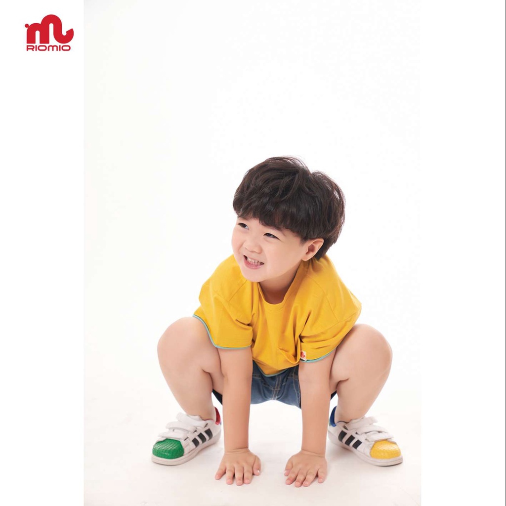 Quần short jean cho bé trai 3-11 tuổi (15-40kg) RIOMIO sooc bò ống rộng cạp chun 100% cotton - RM220