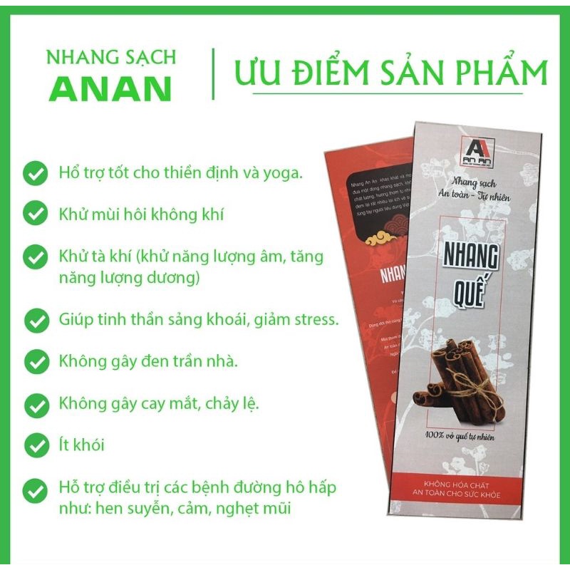 Nhang sạch, nhang thảo mộc tự nhiên không hóa chất hương Quế, thảo mộc An An ~45 cây