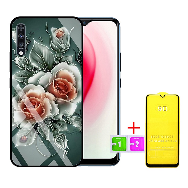 &quot;Combo 1 ốp lưng Samsung A70 + 1 Cường Lực&quot; Mặt kính 3D sang trọng_Không Nhòe, Không Phai Hình ( Tim shop )