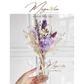 Hoa khô decor siêu đẹp ❤️FREESHIP❤️ Set lọ thuỷ tinh và hoa bất tử trang trí nội thất